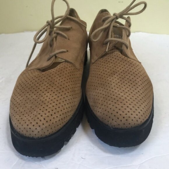 Ron White Oxford Laces Shoe Slide Suede Leather Tan Vibram Sneaker Platform 9.5 - Picture 5 of 14